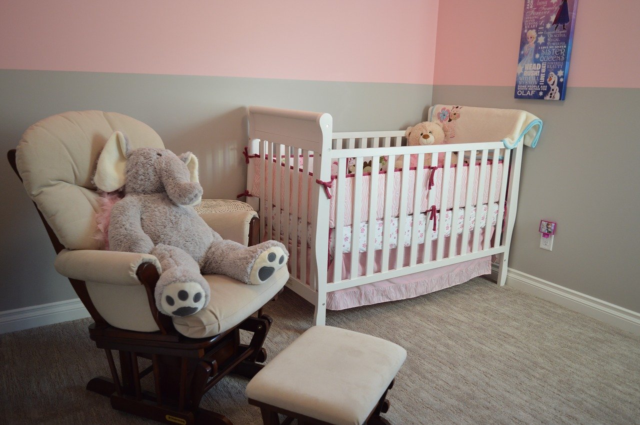 nursery, crib, chair